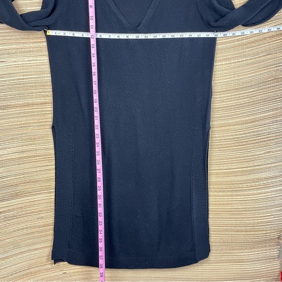 Anthropologie Moth Black Cotton Linen Rib Stitch Split Sweater Tunic Top Size M - Picture 11 of 11